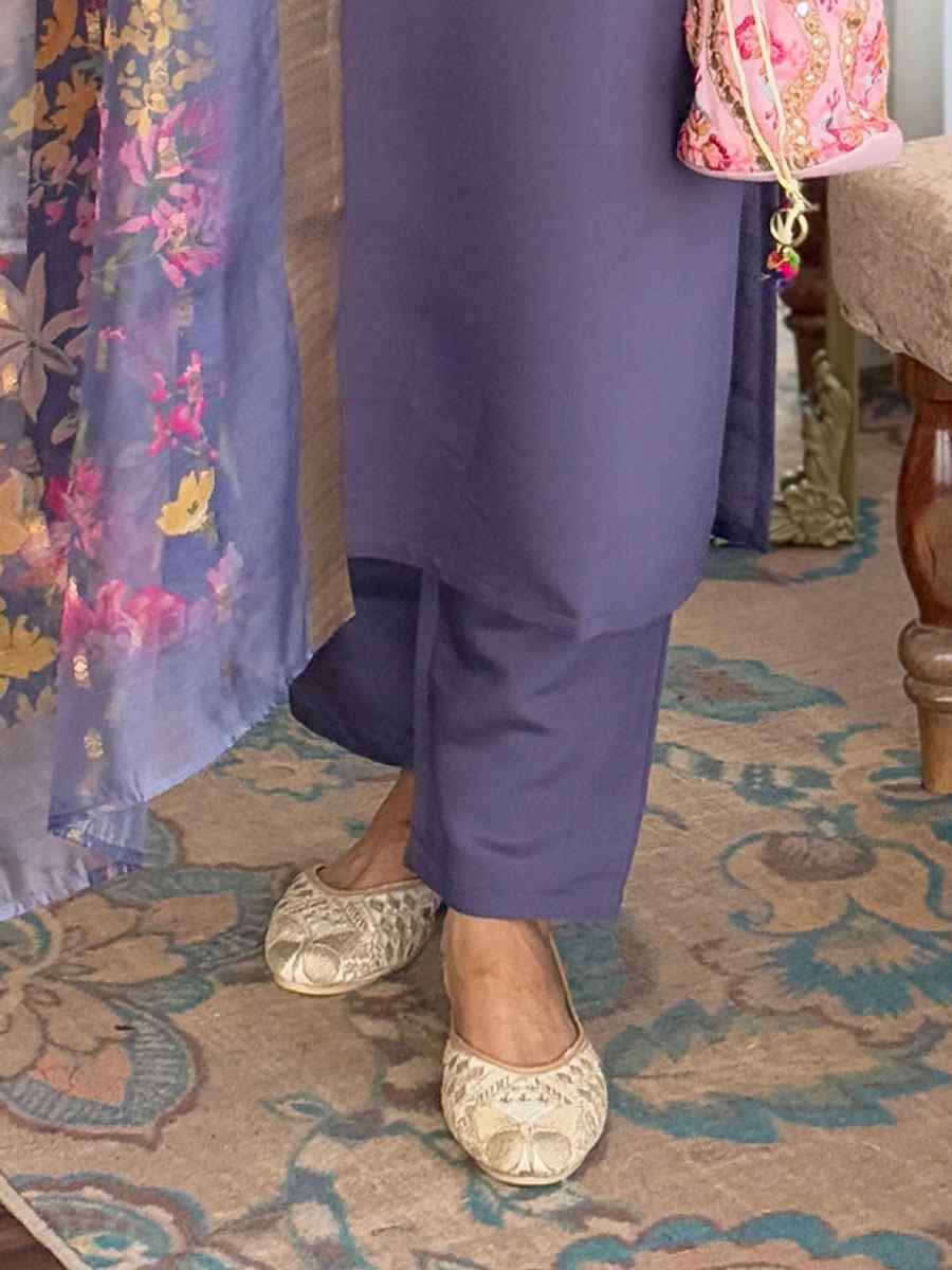 Purple Chanderi Embroidery Party Wedding Festival Casual Ready Pant Salwar Kameez