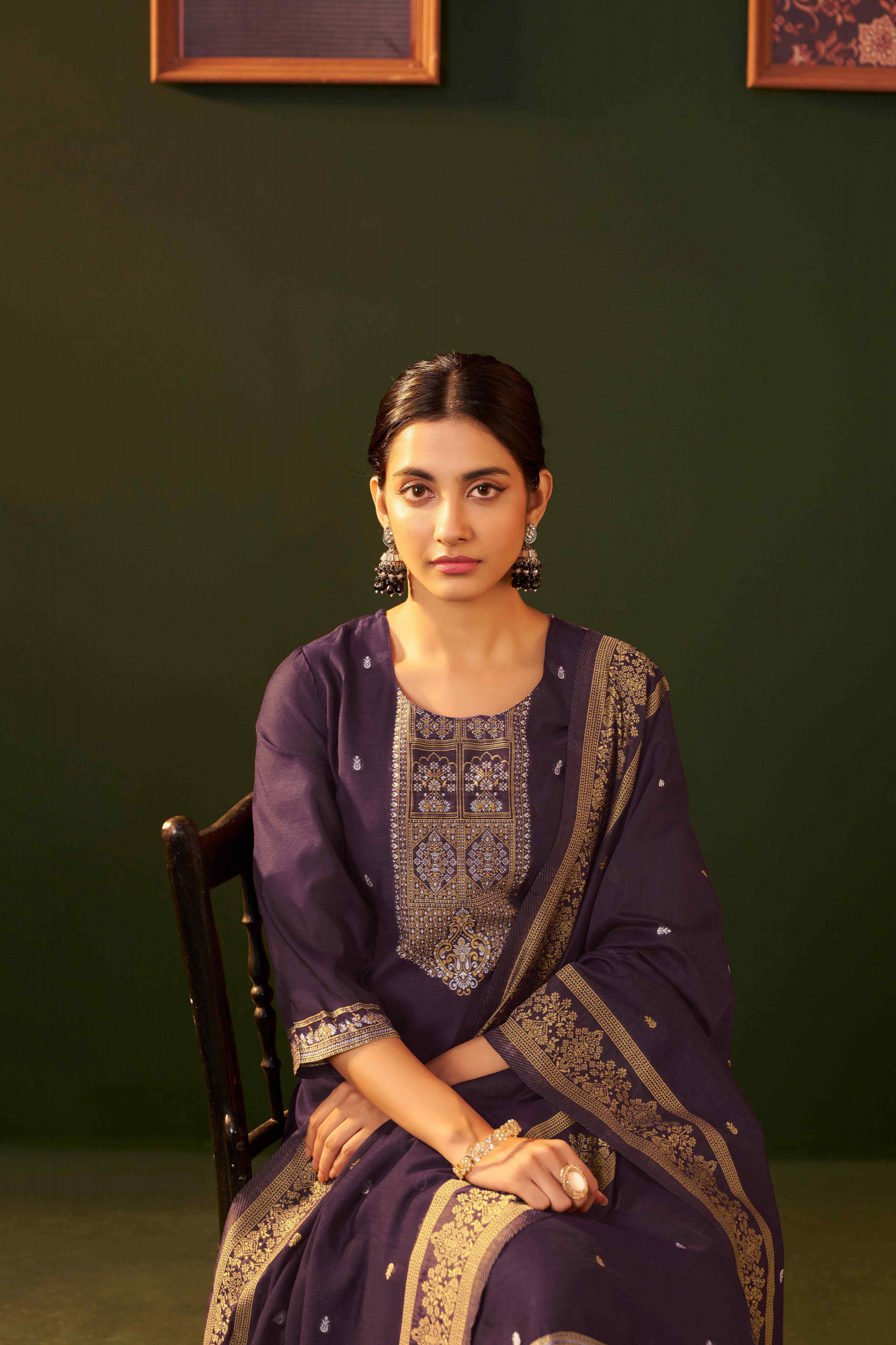 Purple Chanderi Handwoven Party Wedding Festival Casual Ready Pant Salwar Kameez