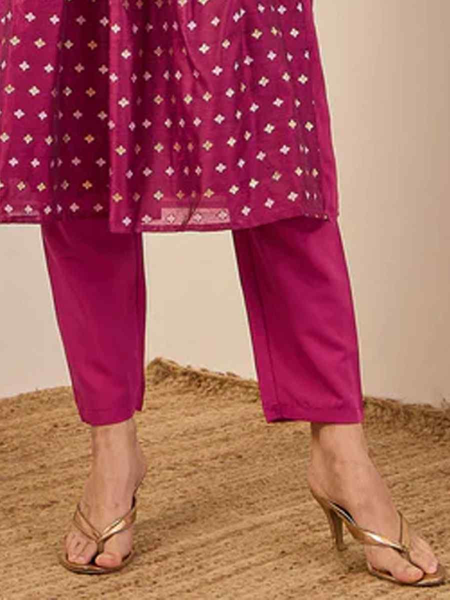 Purple Chanderi modal Embroidery Party Wedding Festival Casual Ready Anarkali Pant Salwar Kameez