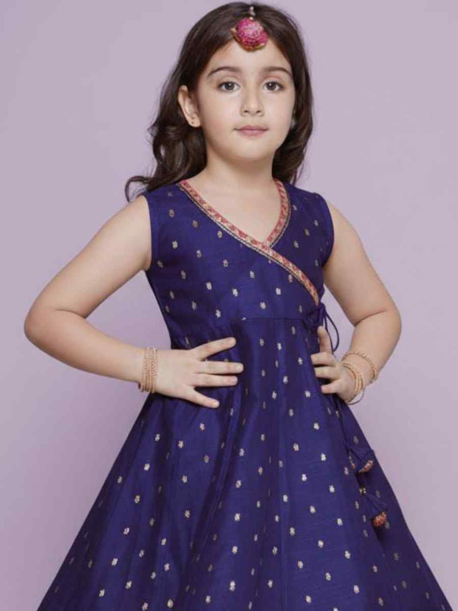 Purple Chanderi Silk Embroidered Casual Festival Kurta Sharara Girls Wear