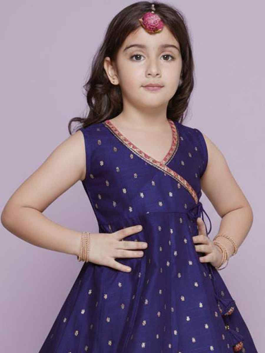 Purple Chanderi Silk Embroidered Casual Festival Kurta Sharara Girls Wear