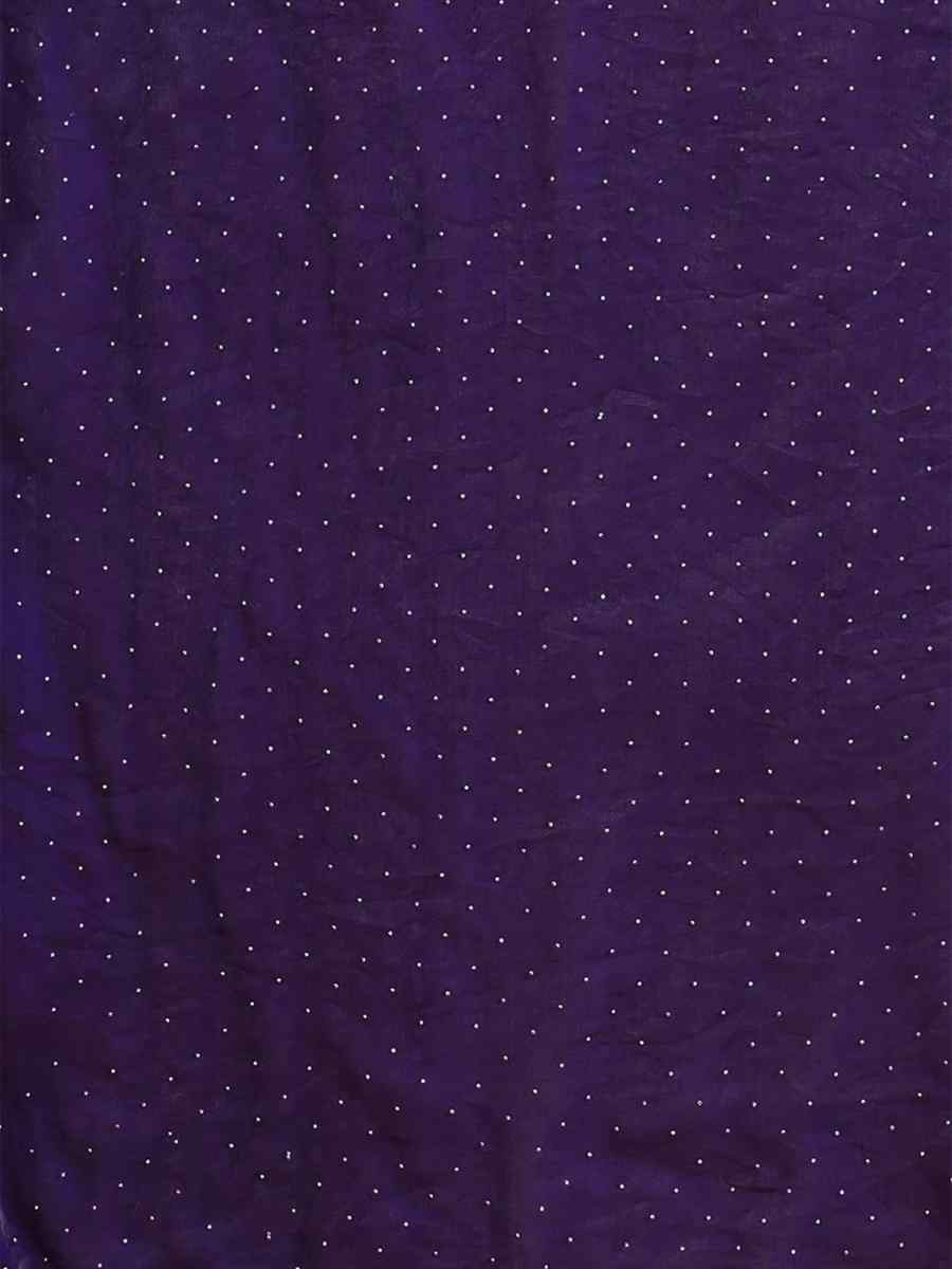 Purple Chiffon Plain Diamond Work Casual Reception Festival Wedding Fancy Classic Style Sarees