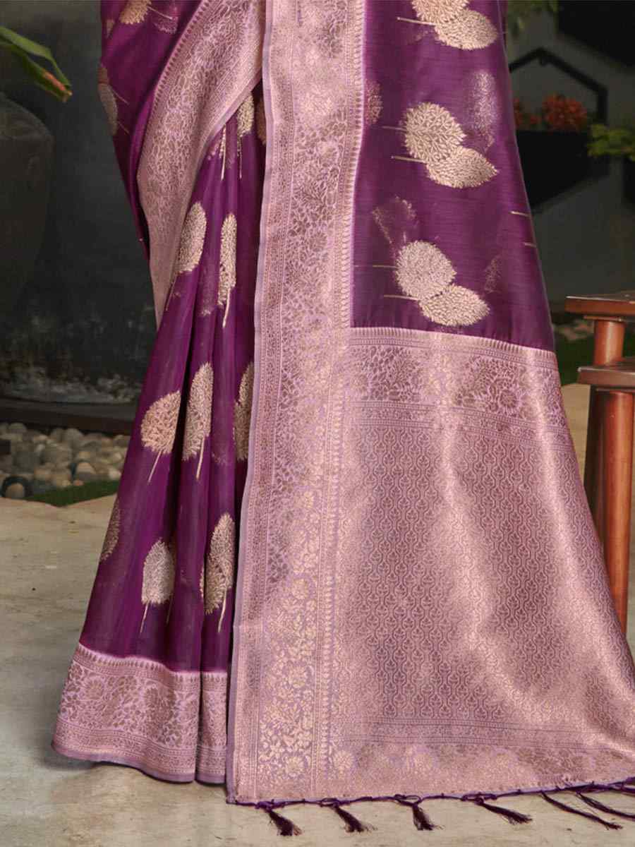 Purple Cotton Handwoven Casual Festival Heavy Border Saree