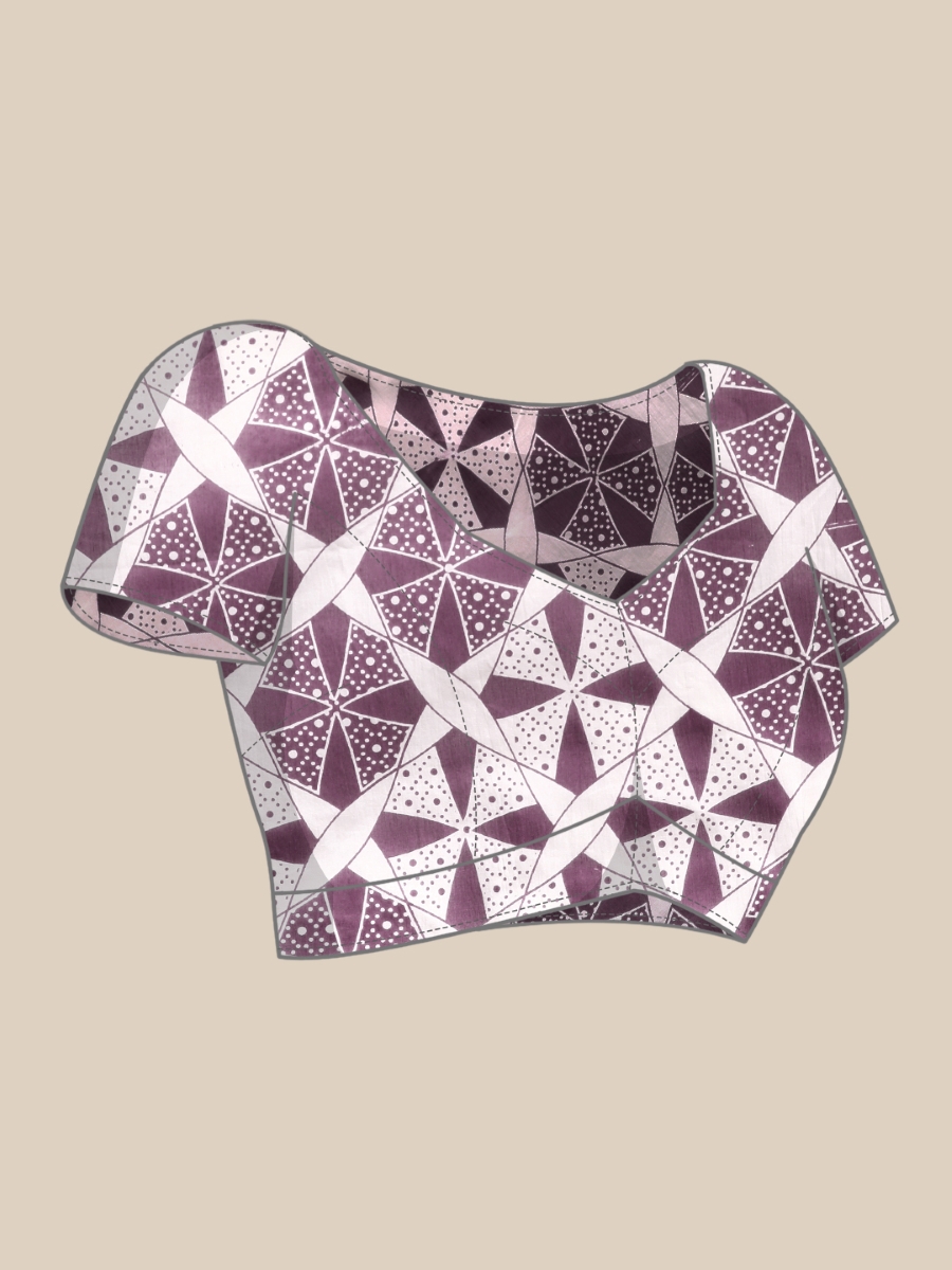 Purple Cotton Printed Festival Casual Contemporary Sarees