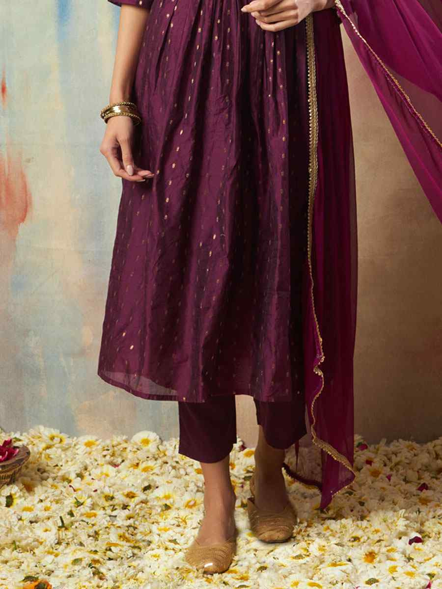 Purple Cotton Silk Embroidery Party Wedding Festival Casual Ready Pant Salwar Kameez