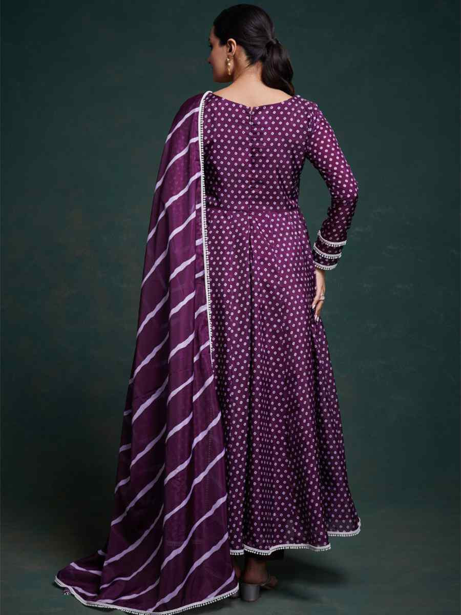 Purple Crepe Embroidered Party Casual Ready Anarkali Salwar Kameez