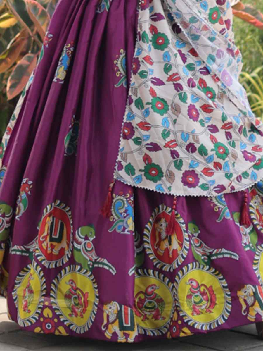Purple Dolla Silk Printed Mehendi Festival Contemporary Lehenga Choli