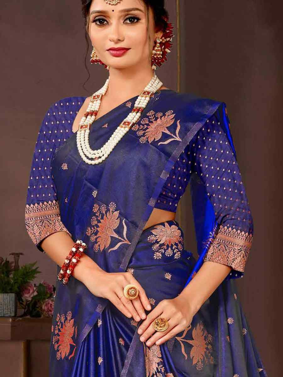 Purple Dyed Silk Handwoven Traditional Bridal Reception Festival Wedding Fancy Heavy Border Saree