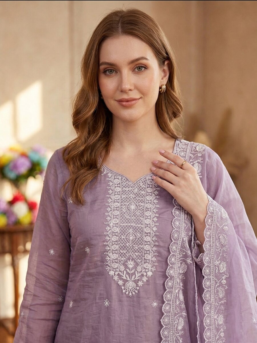 Purple Fancy Crush Silk Embroidery Wedding Party Festival Casual Palazzo Pant Salwar Kameez