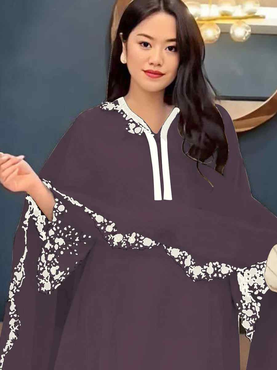 Purple Faux Georgette Embroidered Party Casual Ready Palazzo Pant Salwar Kameez