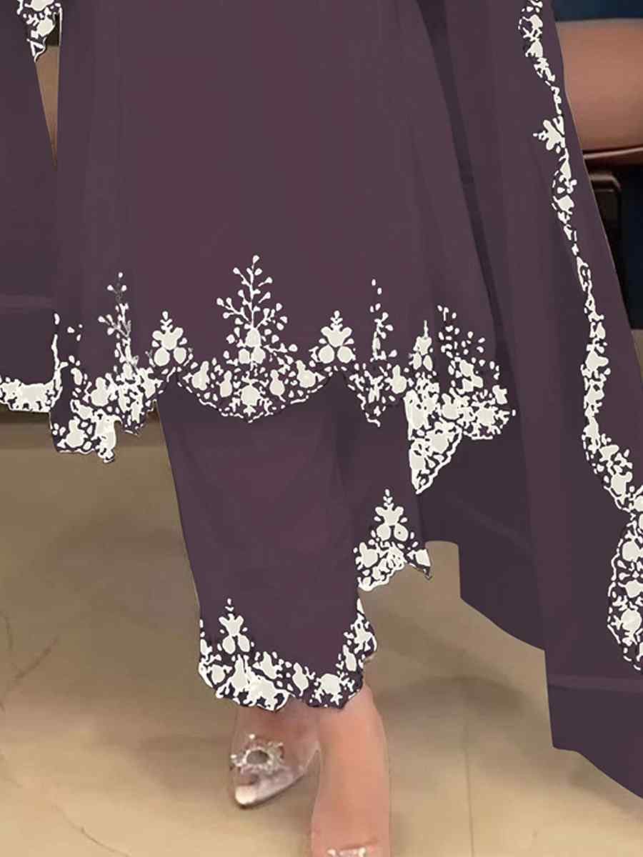 Purple Faux Georgette Embroidered Party Casual Ready Palazzo Pant Salwar Kameez