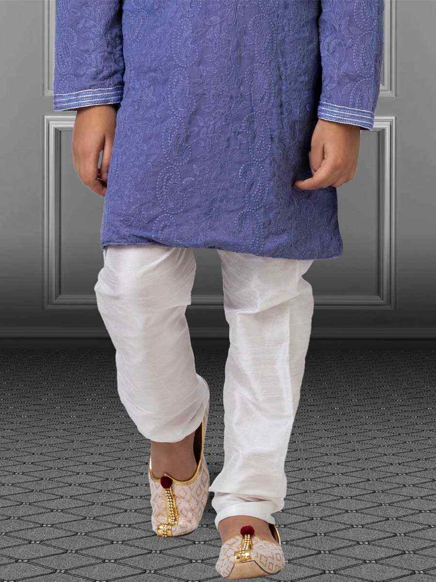 Purple Georgette Embroidered Festival Kurta Pyjama Boys Wear