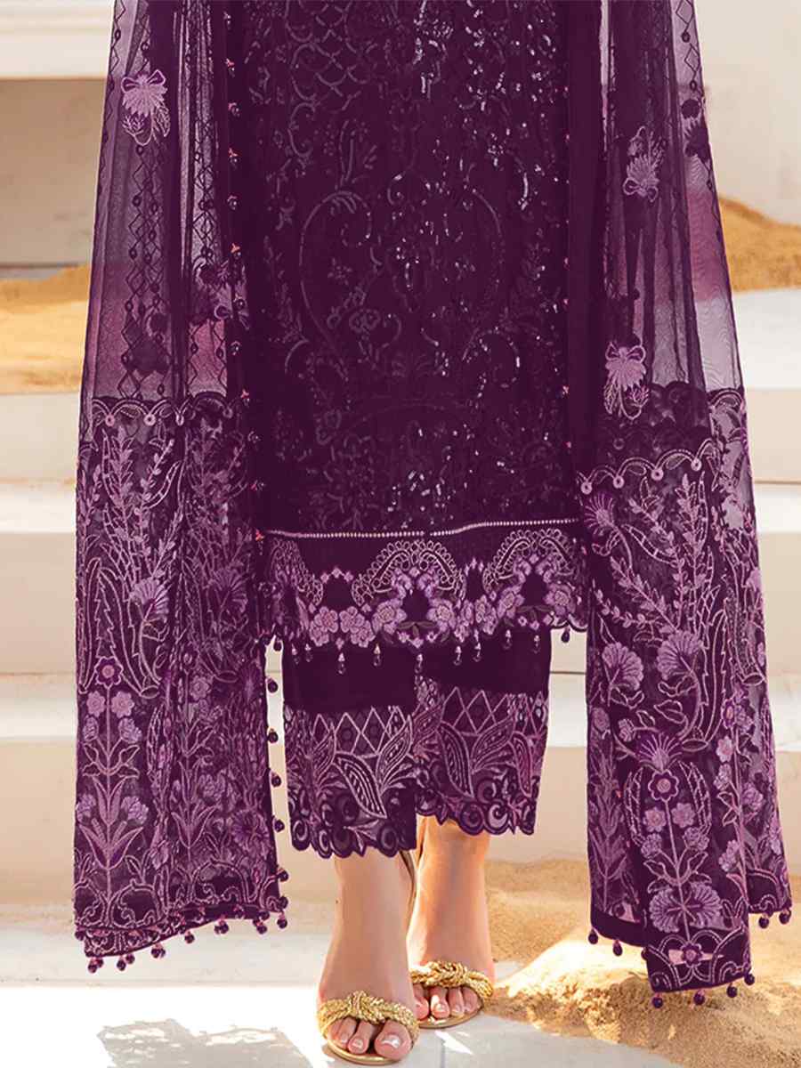 Purple Georgette Embroidered Festival Party Pant Salwar Kameez