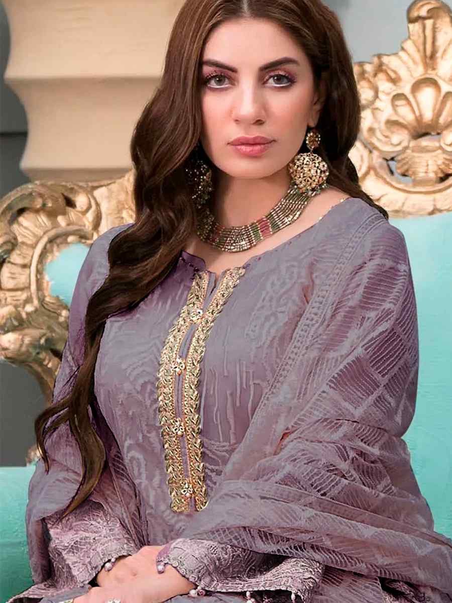 Purple Georgette Embroidered Festival Party Pant Salwar Kameez