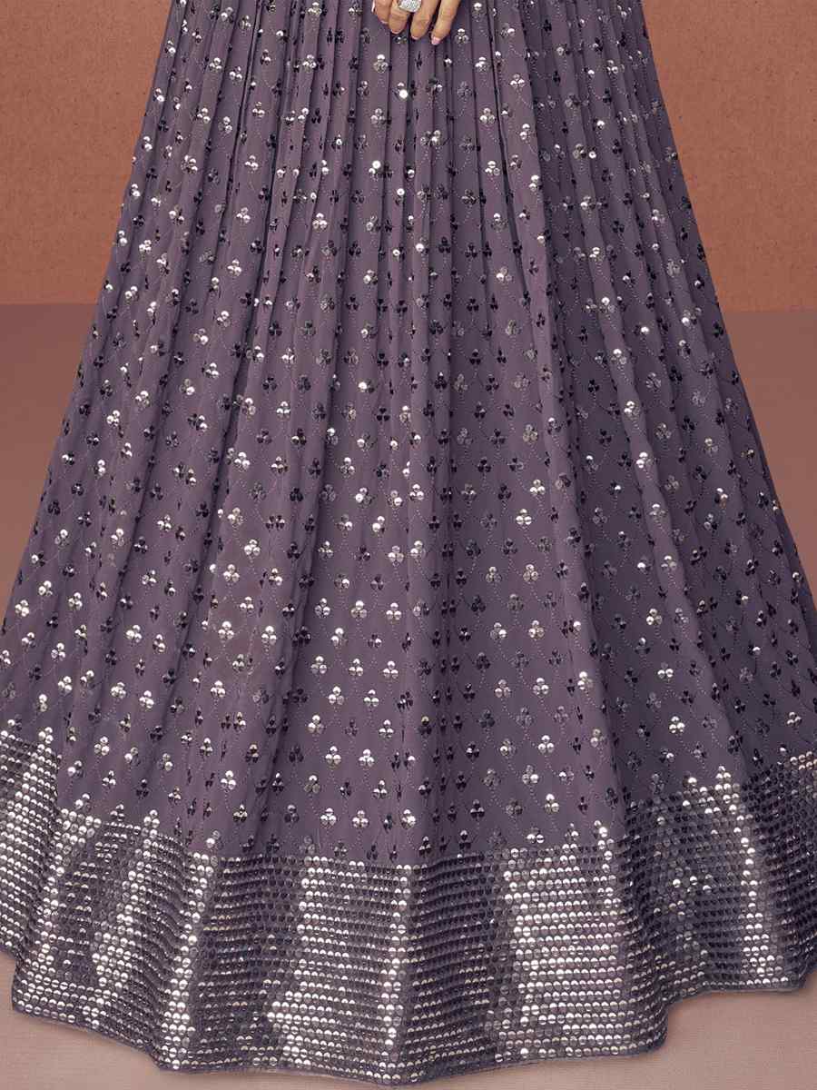 Purple Georgette Embroidered Festival Wedding Anarkali Salwar Kameez