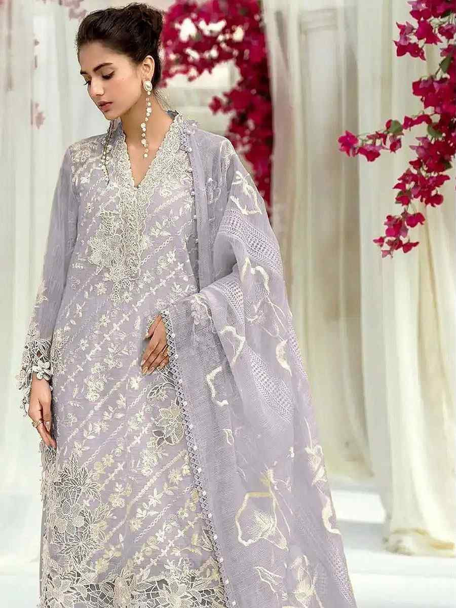 Purple Georgette Embroidered Festival Wedding Pant Salwar Kameez