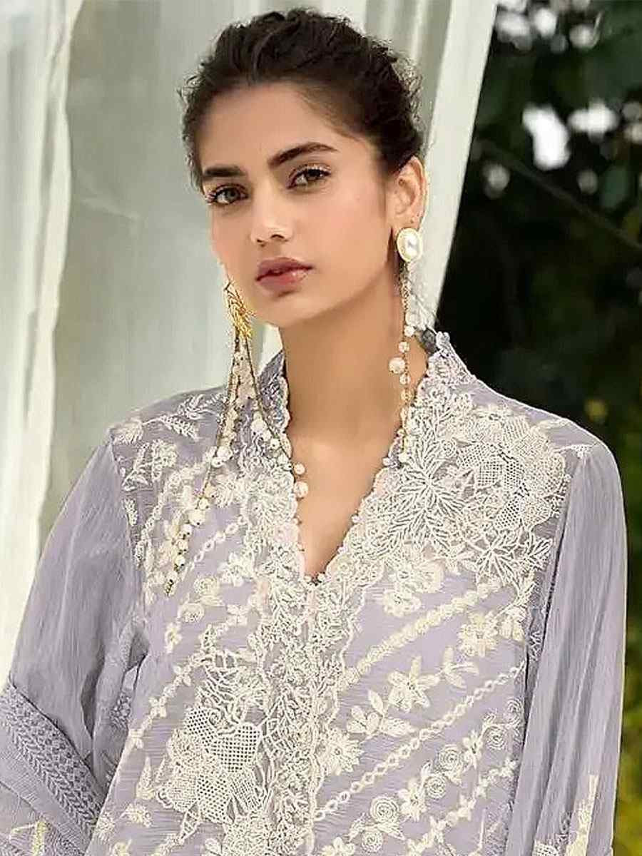 Purple Georgette Embroidered Festival Wedding Pant Salwar Kameez