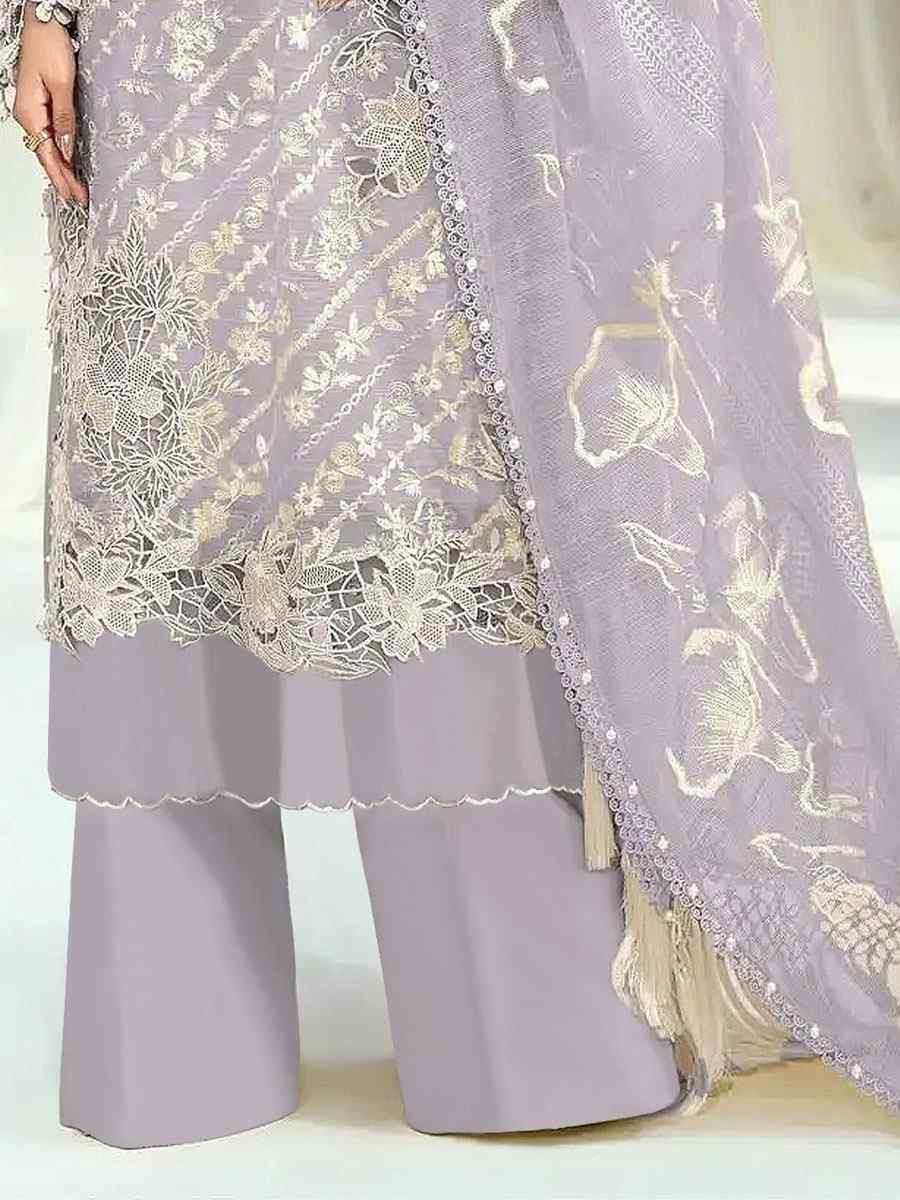 Purple Georgette Embroidered Festival Wedding Pant Salwar Kameez