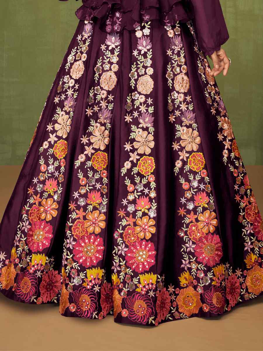 Purple Georgette Embroidered Party Anarkali Salwar Kameez