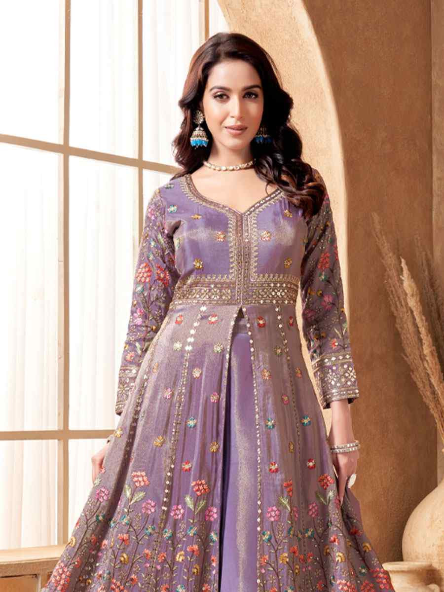 Purple Georgette Embroidery Party Wedding Festival Casual Ready Lawn Salwar Kameez