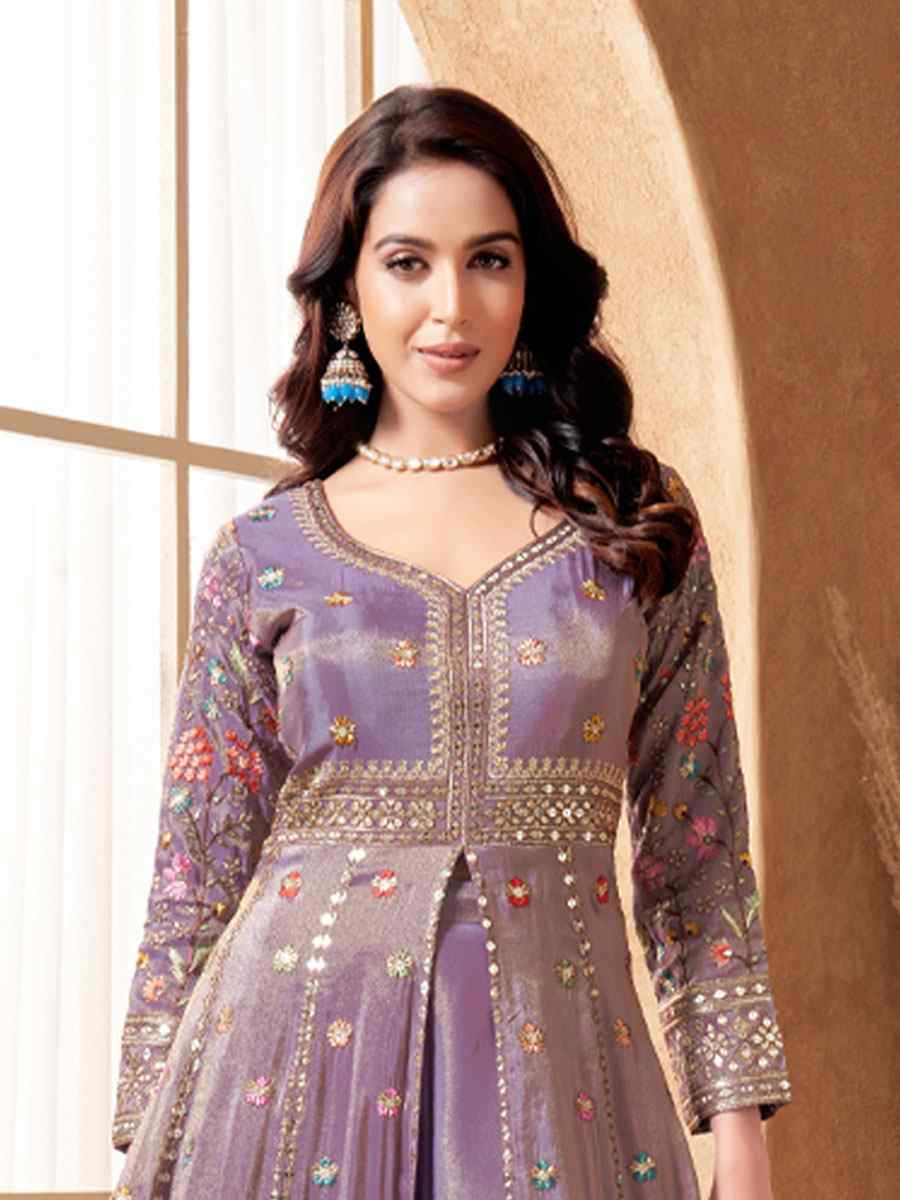 Purple Georgette Embroidery Party Wedding Festival Casual Ready Lawn Salwar Kameez