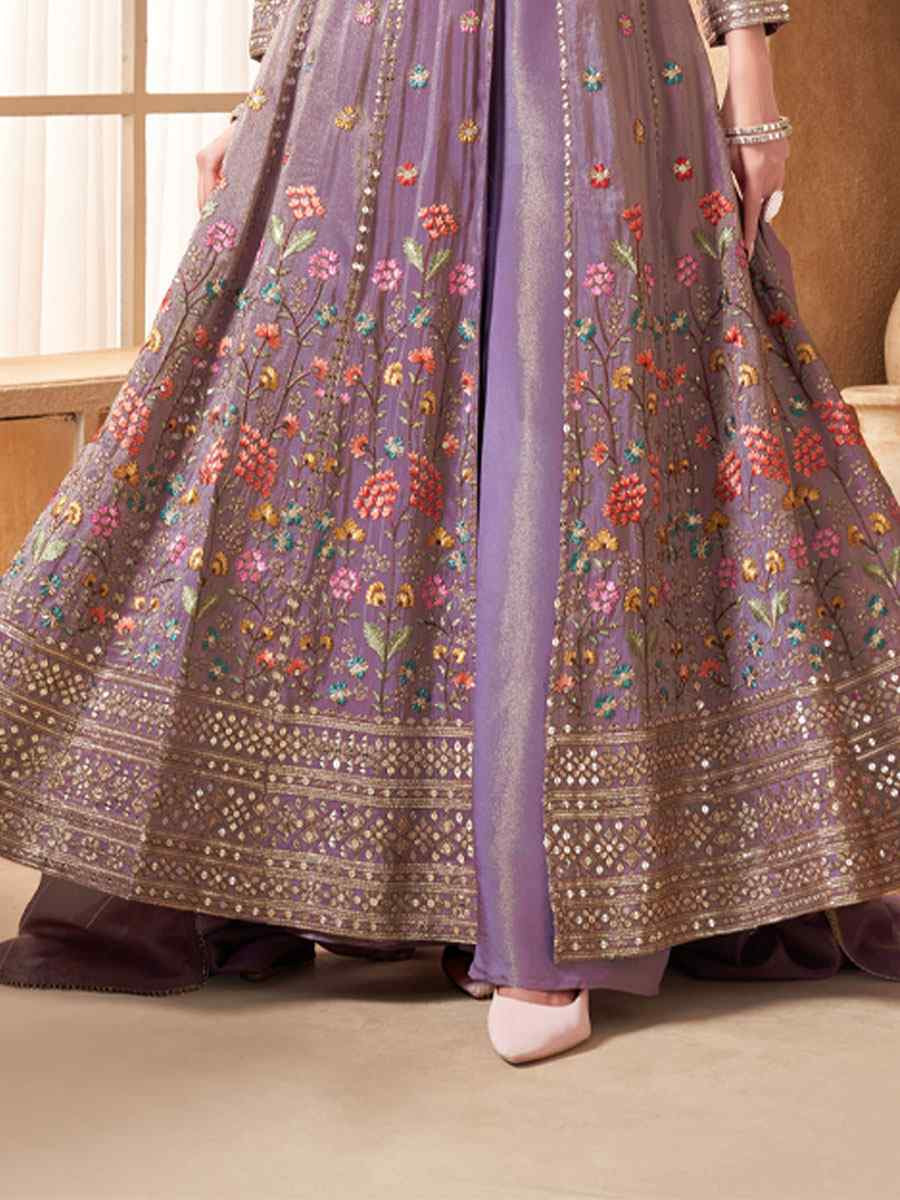 Purple Georgette Embroidery Party Wedding Festival Casual Ready Lawn Salwar Kameez