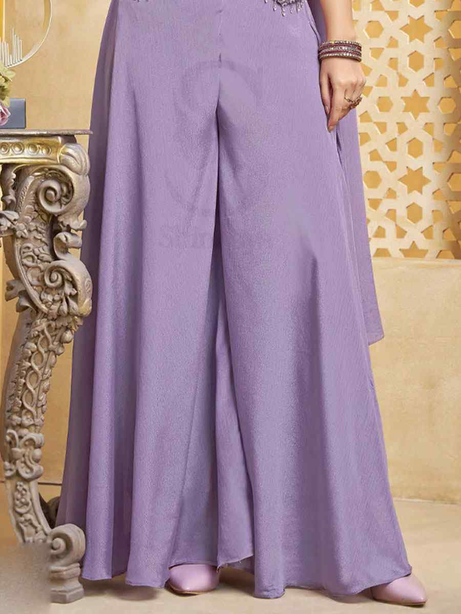 Purple Georgette Embroidery Party Wedding Festival Casual Ready Palazzo Pant Salwar Kameez