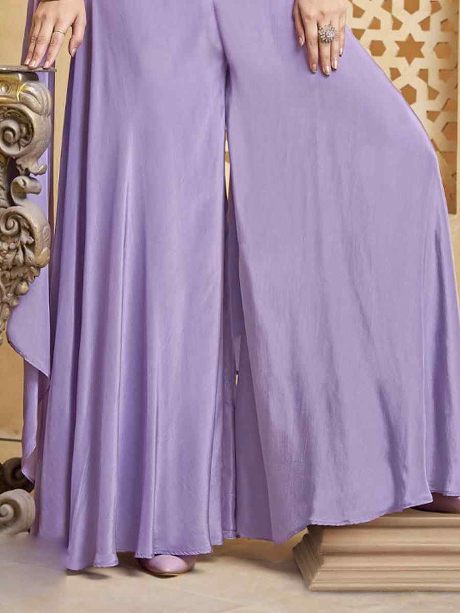 Purple Georgette Embroidery Party Wedding Festival Casual Ready Palazzo Pant Salwar Kameez