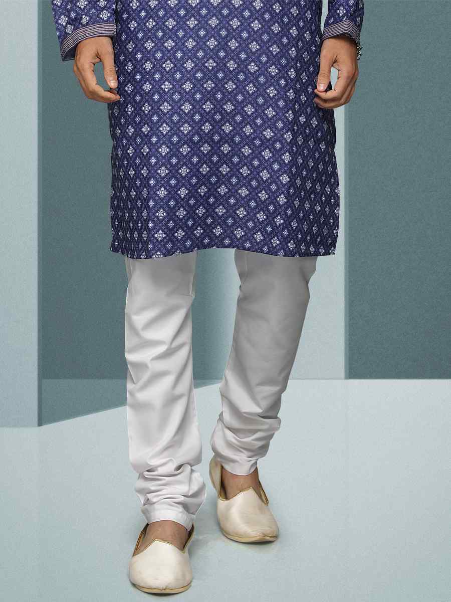 Purple Hand Loomed In Rich Yarns Of Cotton Printed Festival Kurta