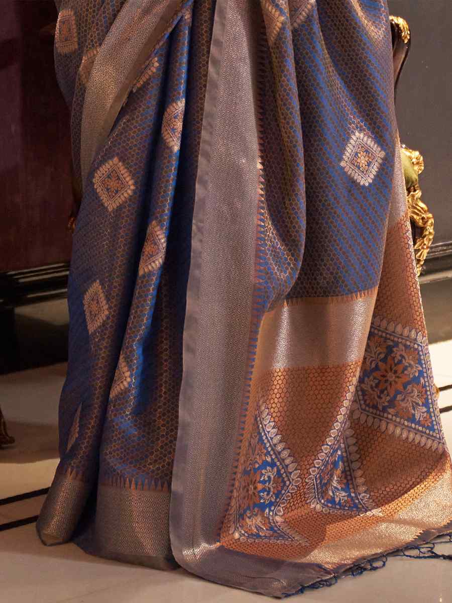 Purple Handloom Silk Handwoven Wedding Festival Heavy Border Saree