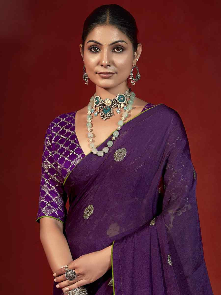 Purple Handwoven Traditional Bridal Reception Festival Wedding Fancy Heavy Border Saree