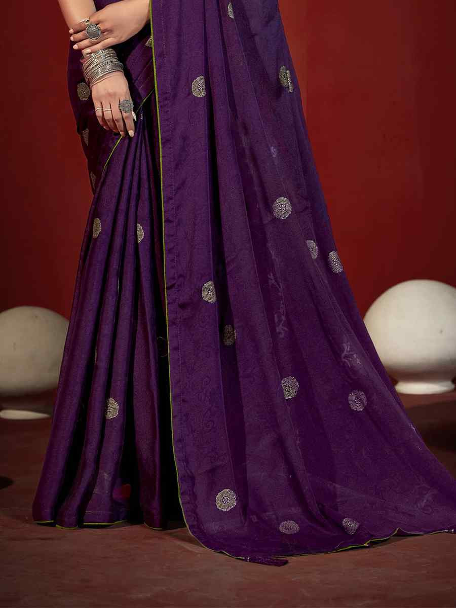 Purple Handwoven Traditional Bridal Reception Festival Wedding Fancy Heavy Border Saree