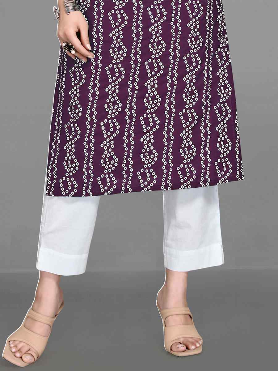 Purple Heavy 14 kg Rayon Printed Casual Festival Kurti