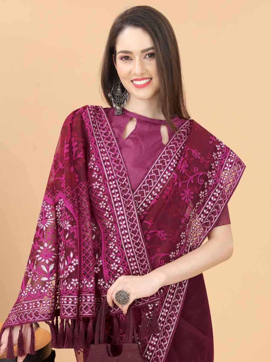Purple Heavy Butterfly Net Embroidered Party Festival Heavy Border Saree