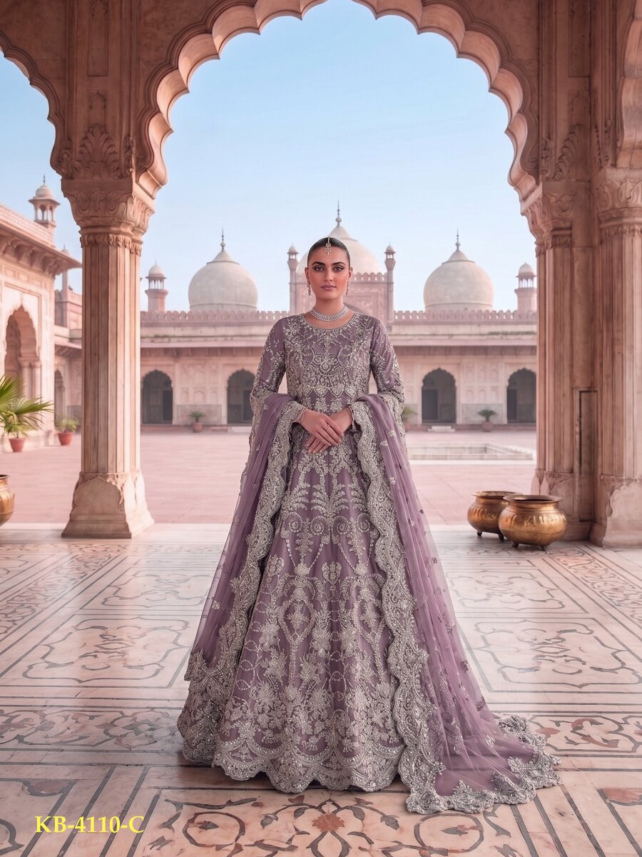Purple Heavy Butterfly Net Embroidery Zari Wedding Party Festival Engagement Casual Lawn Salwar Kameez