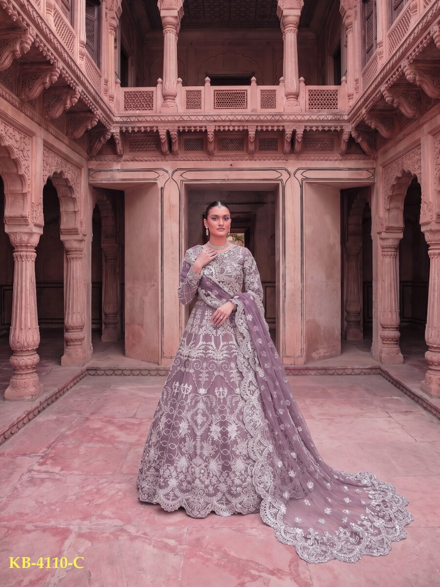 Purple Heavy Butterfly Net Embroidery Zari Wedding Party Festival Engagement Casual Lawn Salwar Kameez