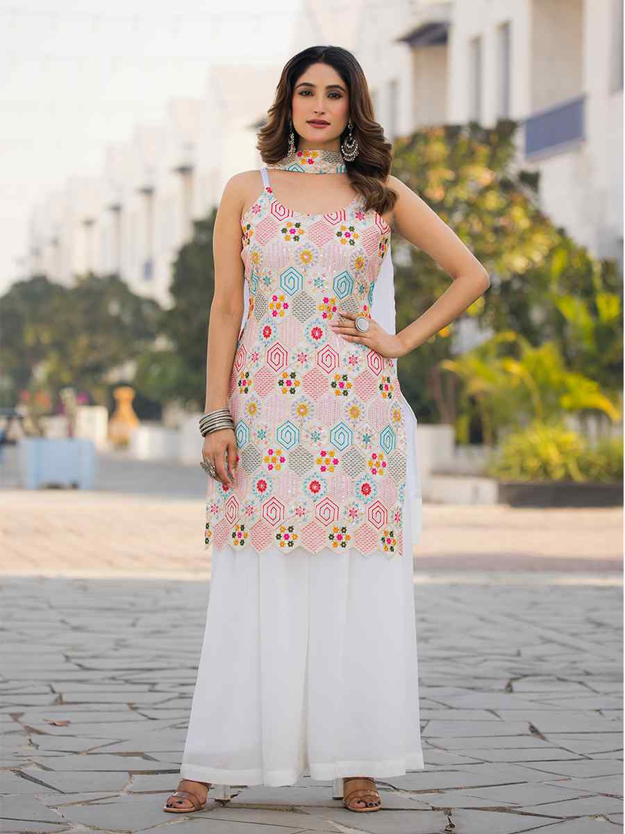 Purple Heavy Chinon Embroidered Festive Wedding Ready Palazzo Pant Salwar Kameez