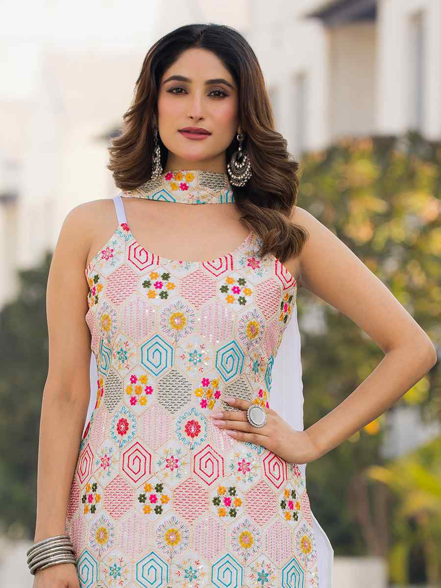 Purple Heavy Chinon Embroidered Festive Wedding Ready Palazzo Pant Salwar Kameez