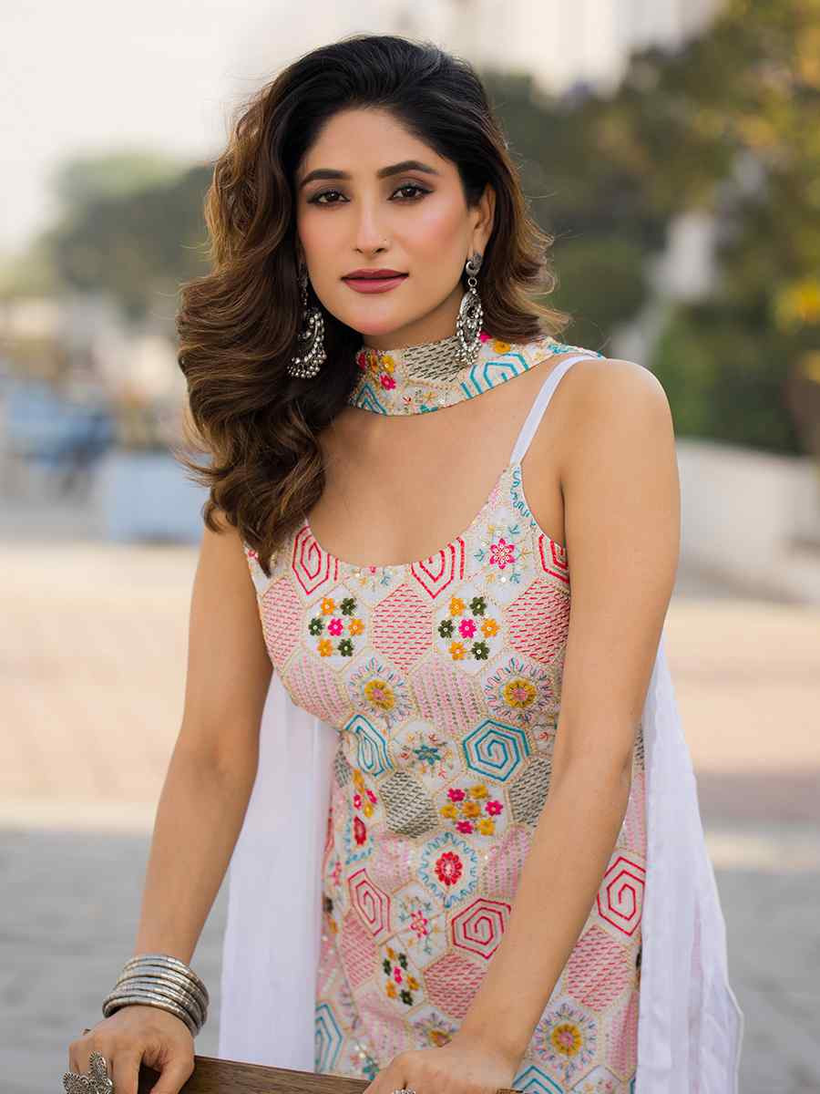 Purple Heavy Chinon Embroidered Festive Wedding Ready Palazzo Pant Salwar Kameez