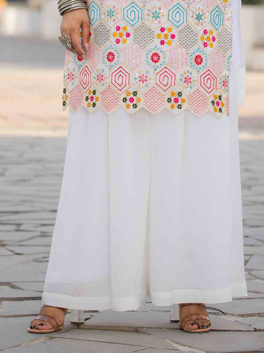 Purple Heavy Chinon Embroidered Festive Wedding Ready Palazzo Pant Salwar Kameez