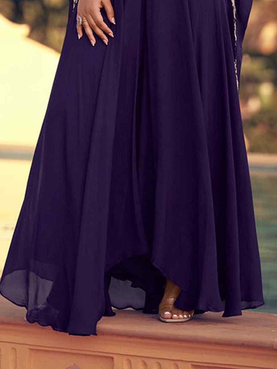 Purple Heavy Chinon Embroidered Festival Casual Kurti Bottom Women Wear