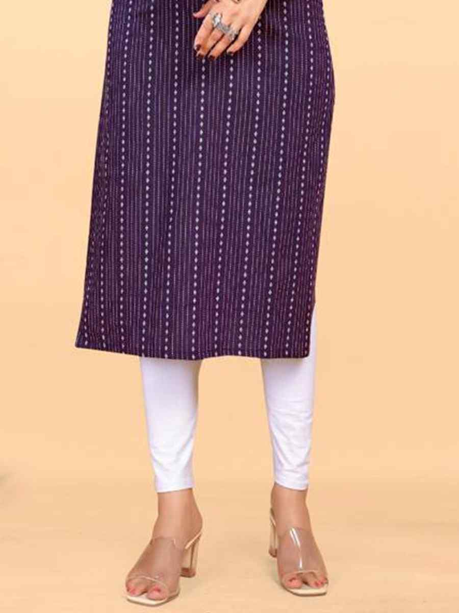Purple Heavy Cotton Handwoven Festival Casual Kurti