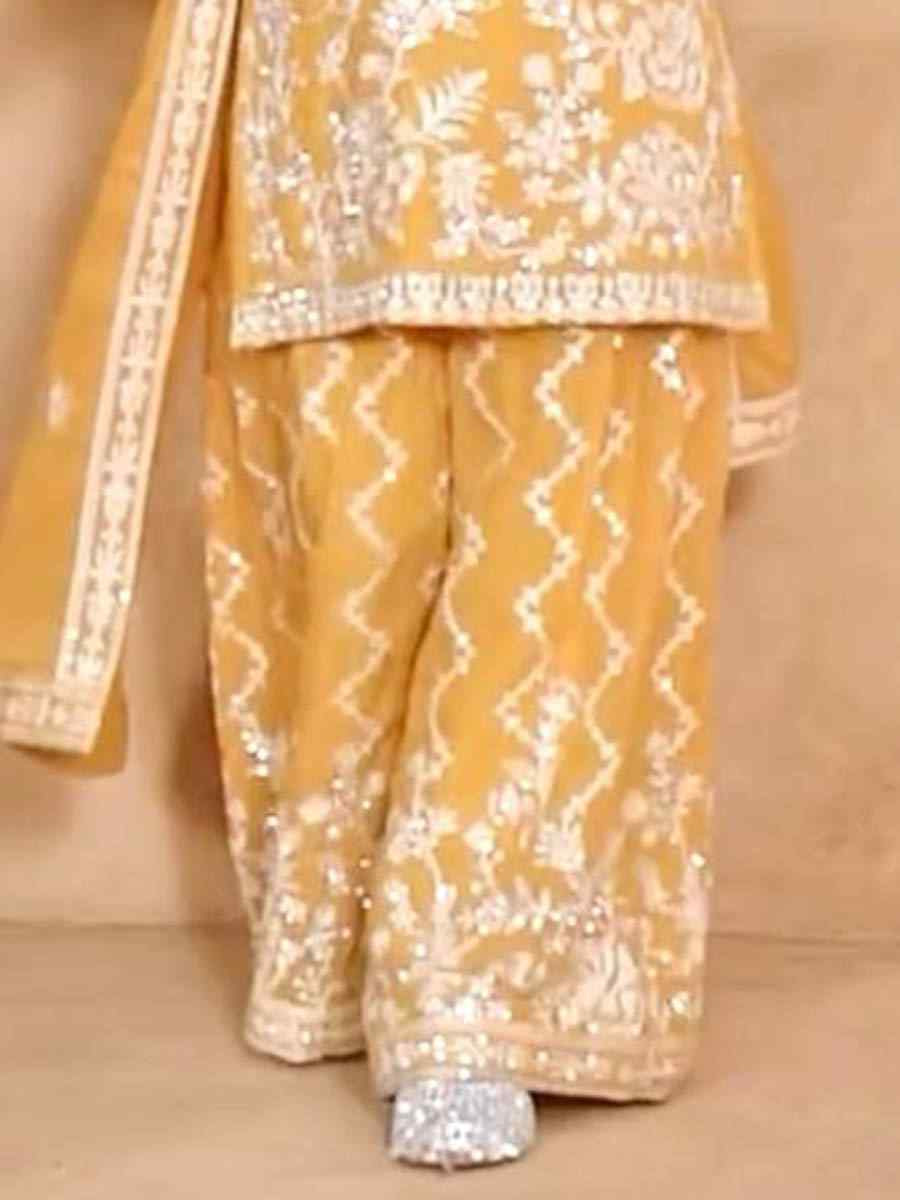 Purple Heavy Fox Georgette Embroidered Wedding Festival