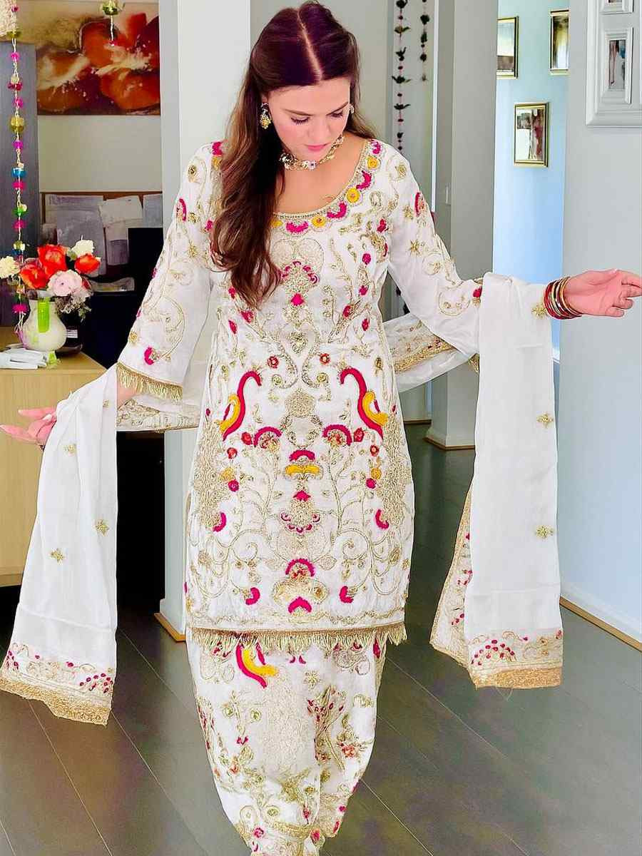 Purple Heavy Jimmy Chu Embroidery Party Wedding Festival Casual Ready Patiala Salwar Kameez