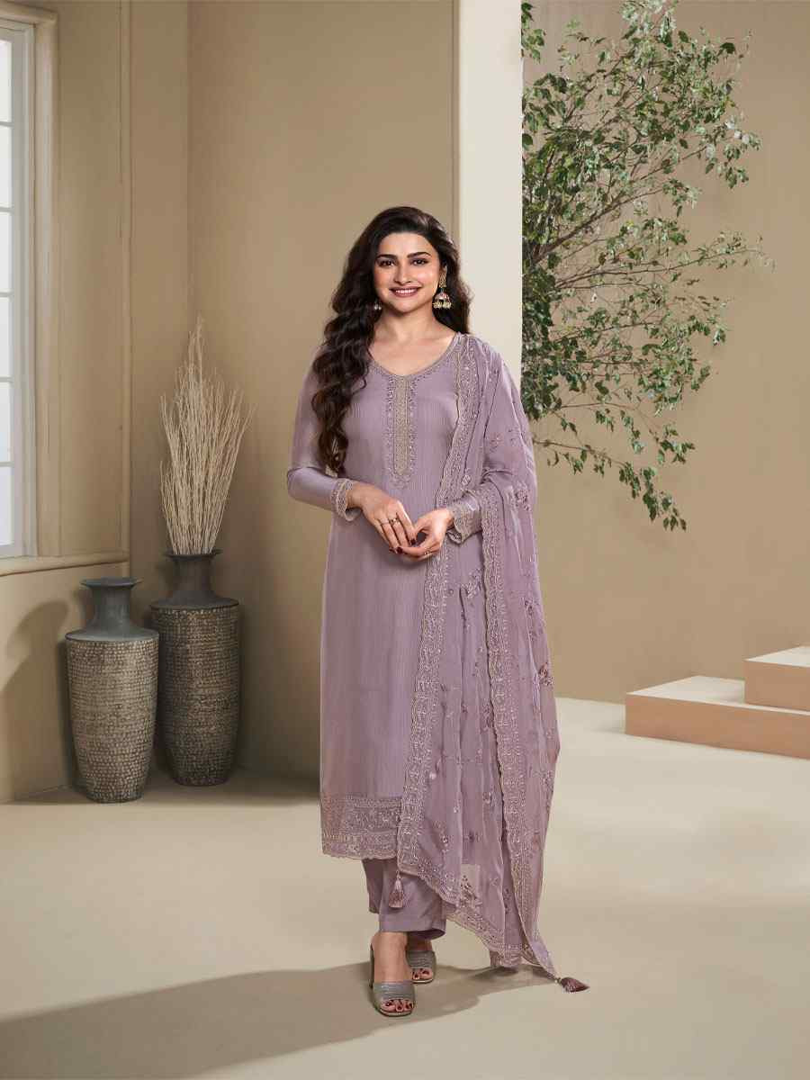 Purple Heavy Natural Crep Embroidered Festival Wedding Pant Salwar Kameez