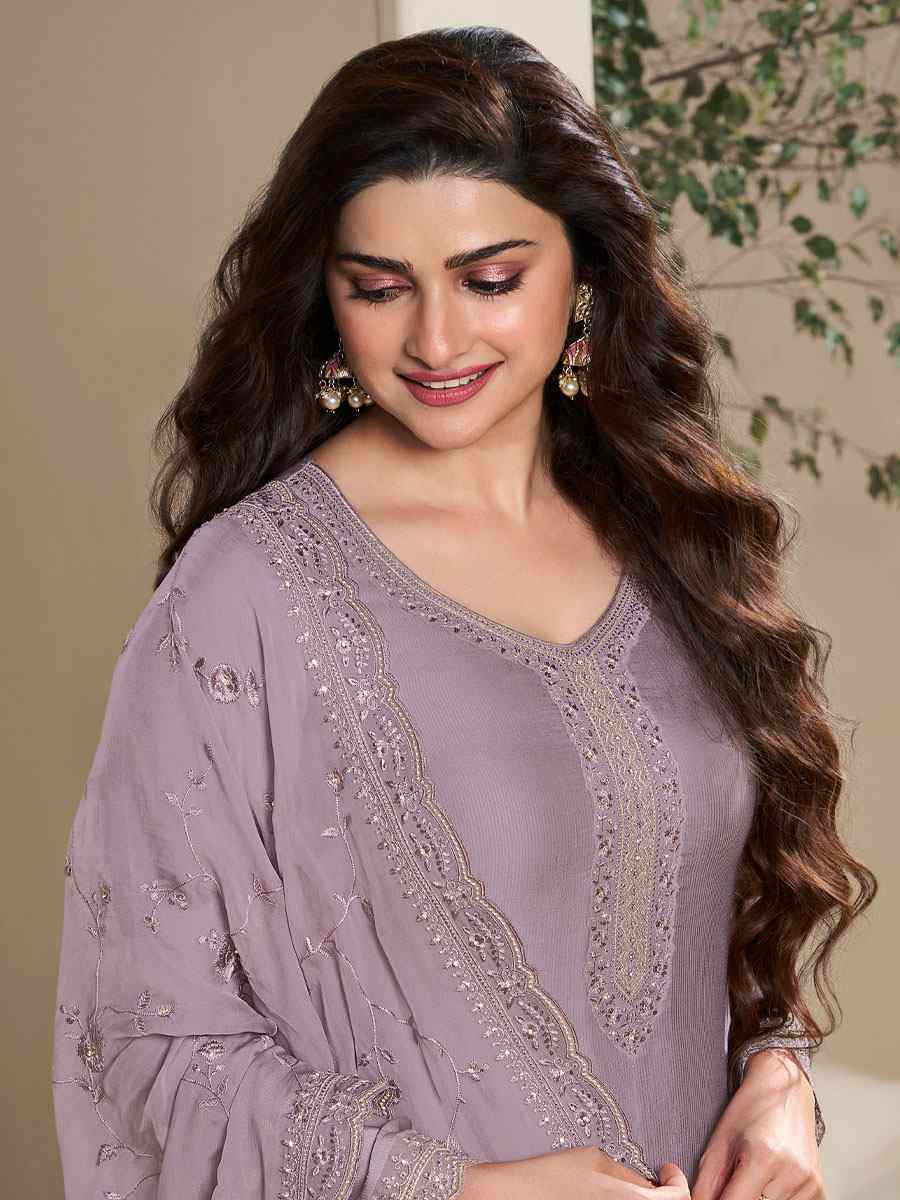 Purple Heavy Natural Crep Embroidered Festival Wedding Pant Salwar Kameez