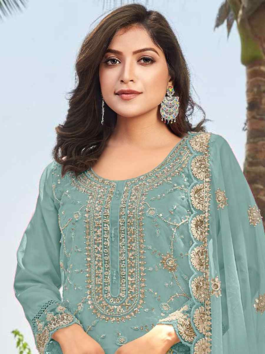 Purple Heavy Organza Embroidered Festival Wedding Pant Salwar Kameez