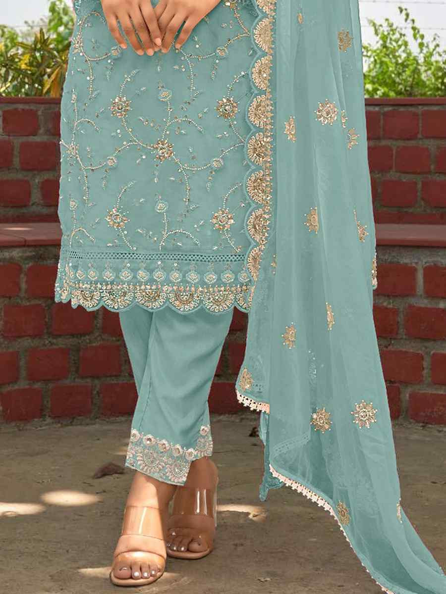 Purple Heavy Organza Embroidered Festival Wedding Pant Salwar Kameez