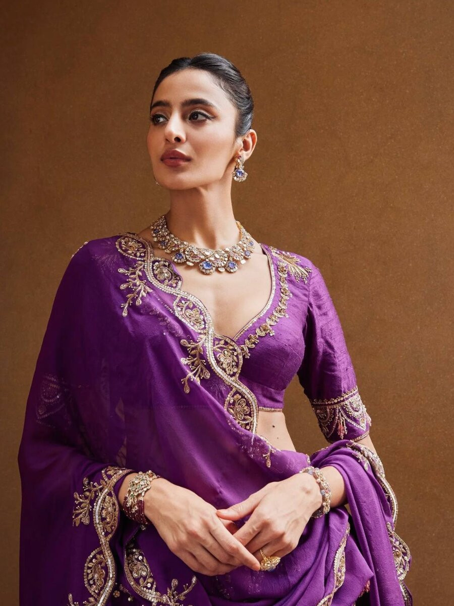 Purple Heavy thai silk Embroidery Sequins Printed Wedding Reception Party Festival Heavy Border Lehenga Choli