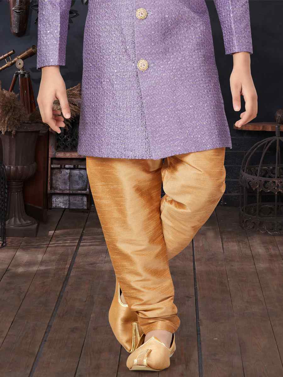Purple Jacquard Champion Silk Printed Traditional Party Kurta
